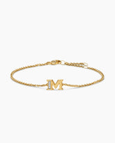 Petite Pavé Initial Chain Bracelet in 18K Yellow Gold with Diamond M